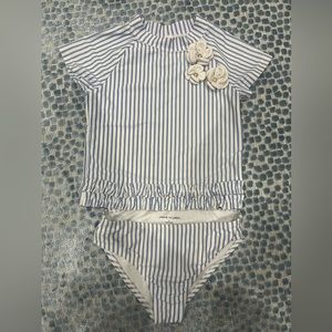 Janie and Jack Girls Striped Florette Rashguard Set size 6